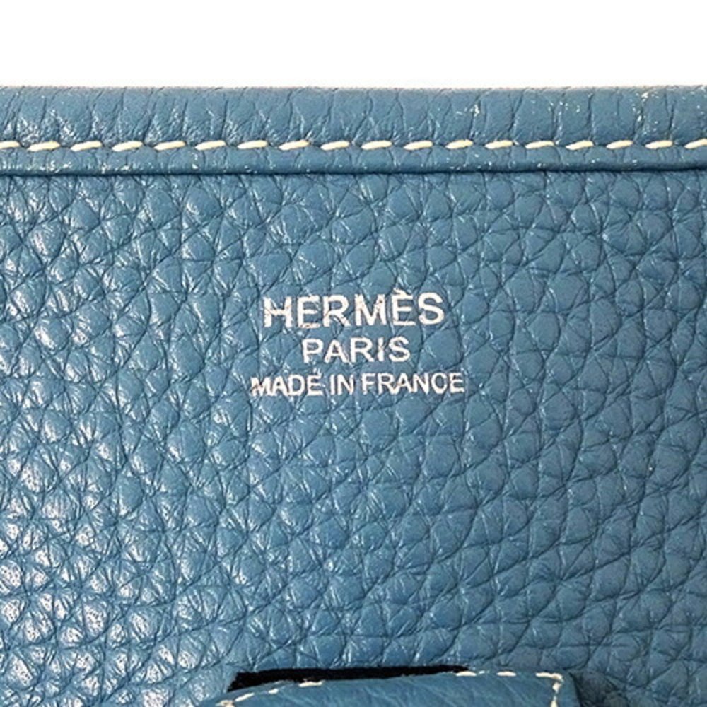 HERMES Women's Shoulder Bag Evelyn 3 PM Taurillon Clemence Blue Jean Light □N... - Picture 6 of 14